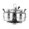 304 Stainless Steel Seasoning Jars Creative 360° Rotating Salt Sugar Bowl Spice Jar with Lid Kitchen Condiment bottle with Spoon