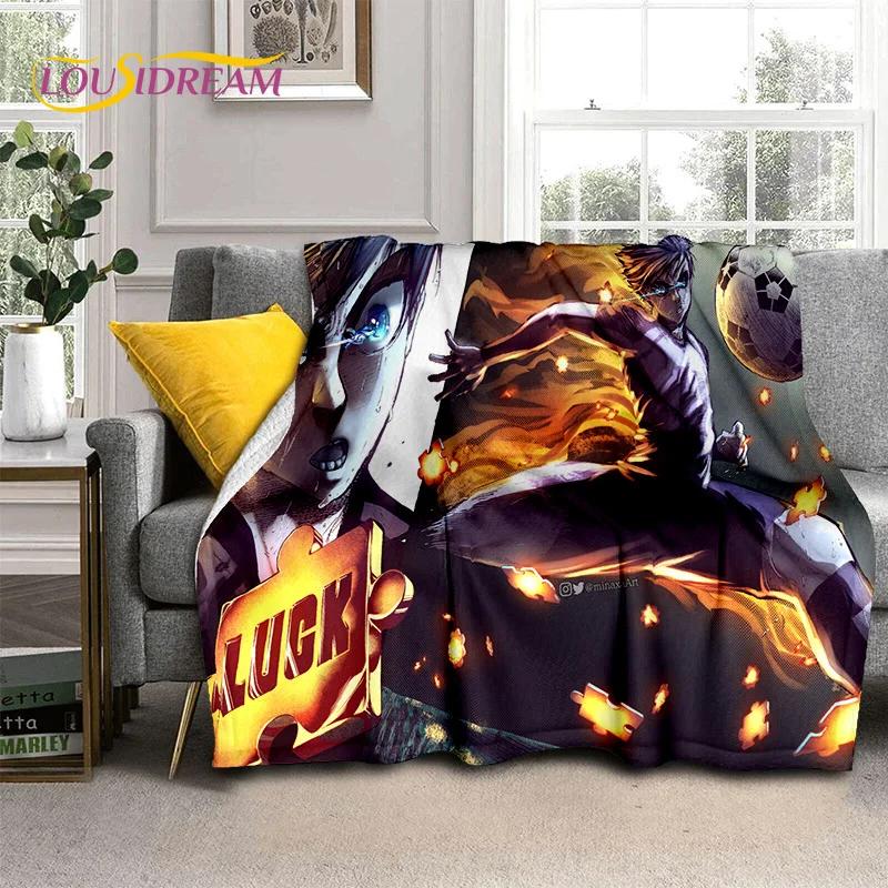 3D Blue Lock Cartoon Football Anime Blanket,Soft Throw Blanket for Home Bedroom Bed Sofa Picnic Travel Office Cover Blanket Kids
