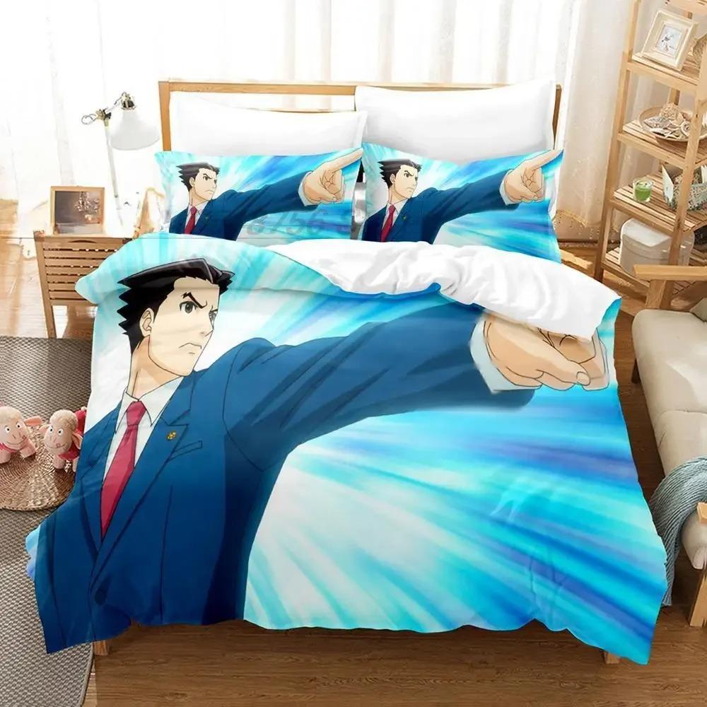 Gyakuten Saiban Bedding Set Single Twin Full Queen King Size Bed Set Adult Kid Bedroom Duvet Cover Sets 3D Print Kawaii Anime