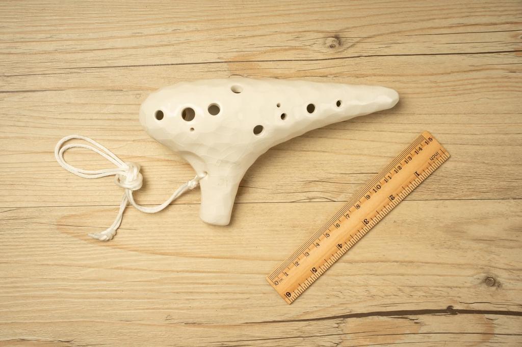 TNG Ocarina [AltoCAC  12-Hole  Emerald] High-Quality Ocarina for Tube Play (Includes Strap) Glazed Finish with Ocean Wave Pattern (White)