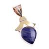 Natural Sodalite Gemstone 925 Solid Sterling Silver Two Tone Pendant 1.50" L7v81