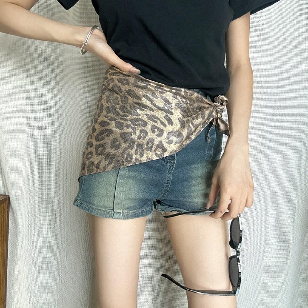 Weiches Wickel-Haartuch mit Leopardenmuster Hip-Hop Punk Bandana Kopfbedeckung Dreieckiges Kopftuch Streetwear