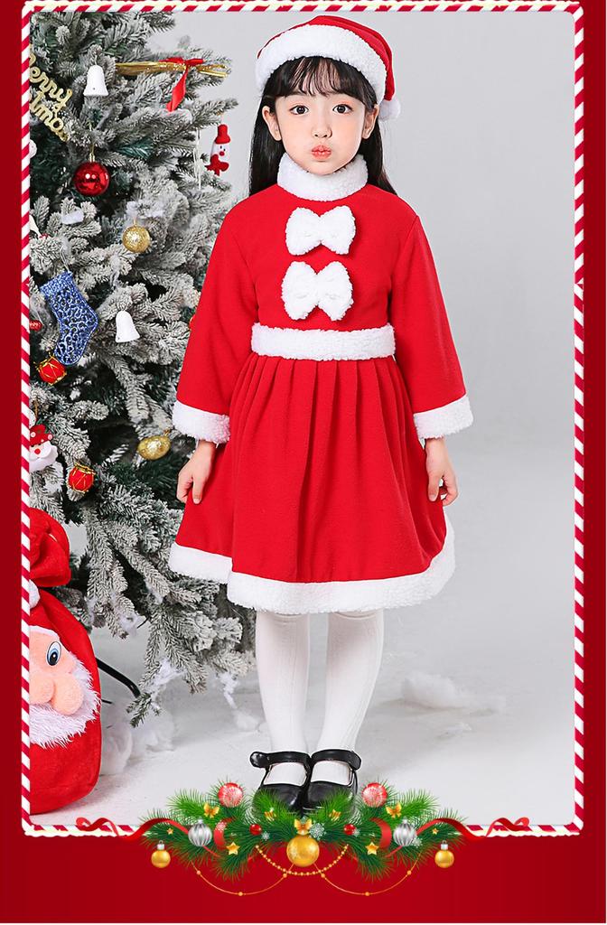Lalapala Santa Cosplay Costume for Christmas Santa Santa Claus Cosplay Cute and Warm Kids Costume with Hat for Girls and Perfect for Cultural School