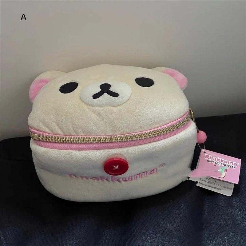 

Cute Bear Girl Plush Elliptical Stereoscopic Makeup Bag Portable Storage Bag Easy Bear Bear Storage