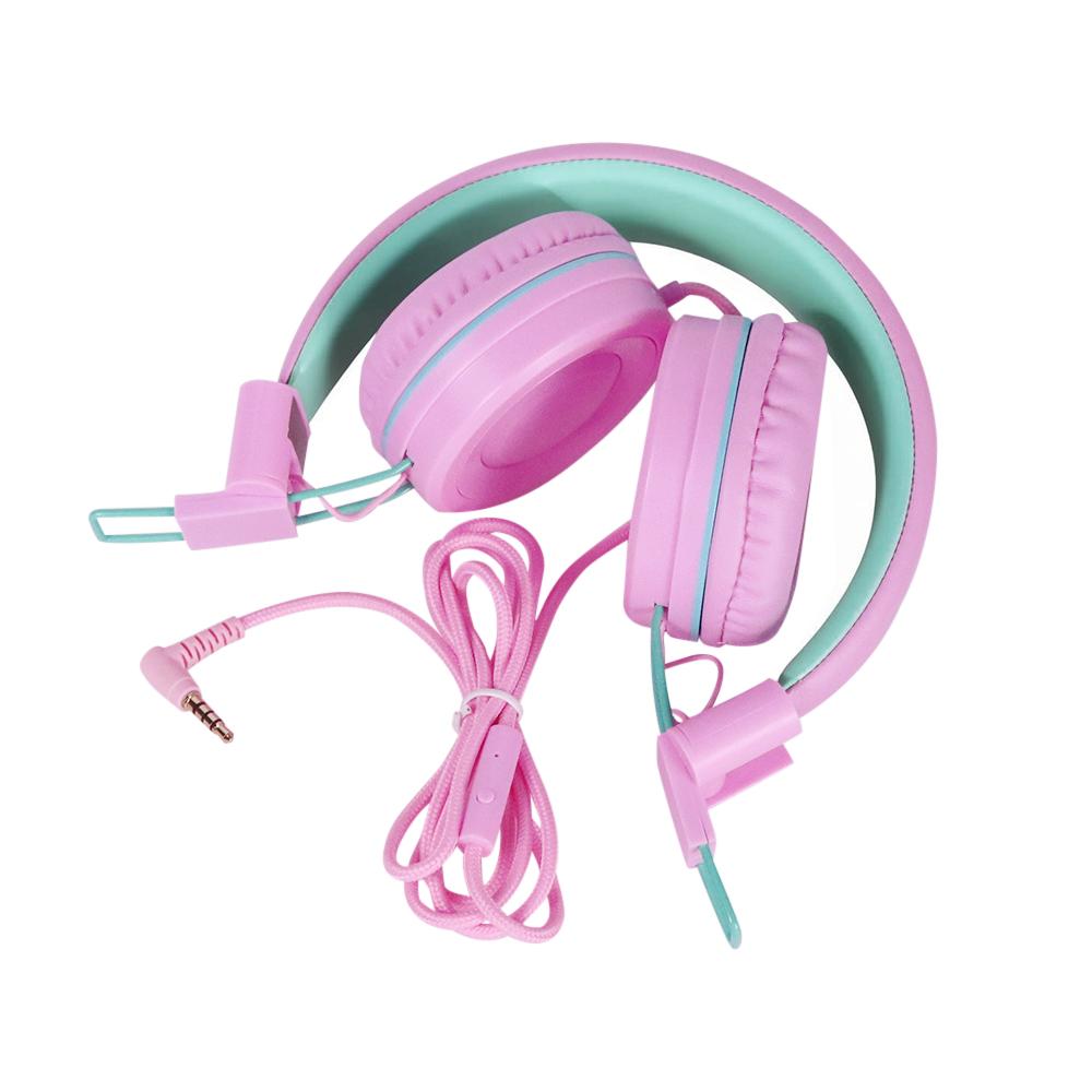 Wired Headphones with 3.5mm Audio Jack - Foldable Lightweight Stereo Headset, Built-in Mic for Online Learning - Cute Gift