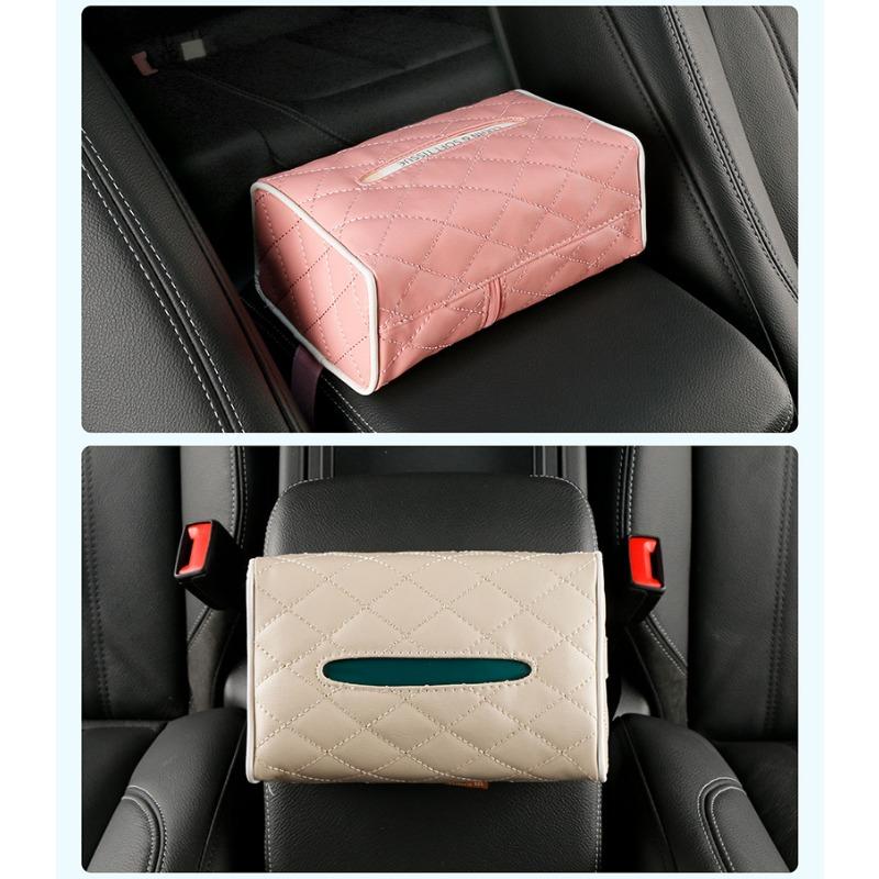 Car Tissue Box Buggy Bag Car Armrest Box Tissue Bag Hanging On Chair Back Tissue Bag DIY Diamond Grid Paper Extraction Box