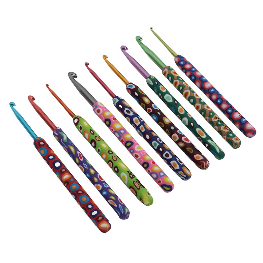9PCS Crochet Hooks Colorful DIY Handcraft Ergonomics Crochet Hook Crochet Needle for Beginners for Relieve Stress