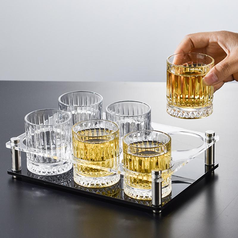 Striped Wine Glass Transparent Whiskey Cocktail Glasses European Style Iced Latte Coffee Cups Classical Mug Party Bar Glassware