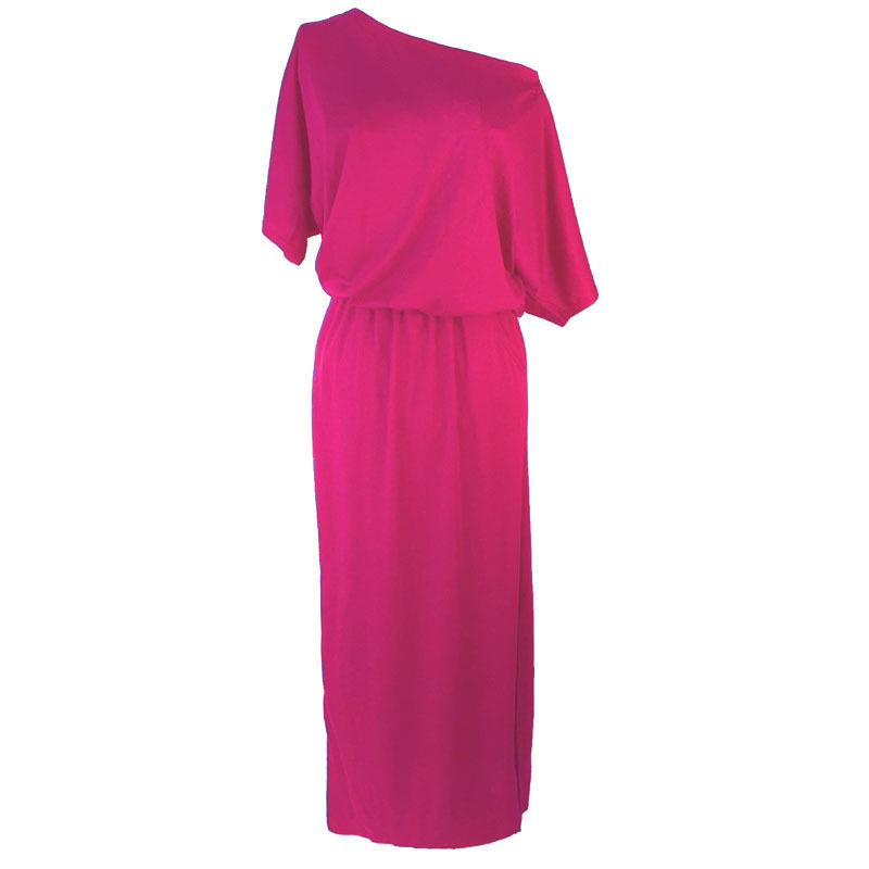 

Женское летнее однотонное свободное длинное платье макси с нерегулярным боковым разрезом и карманами XXL