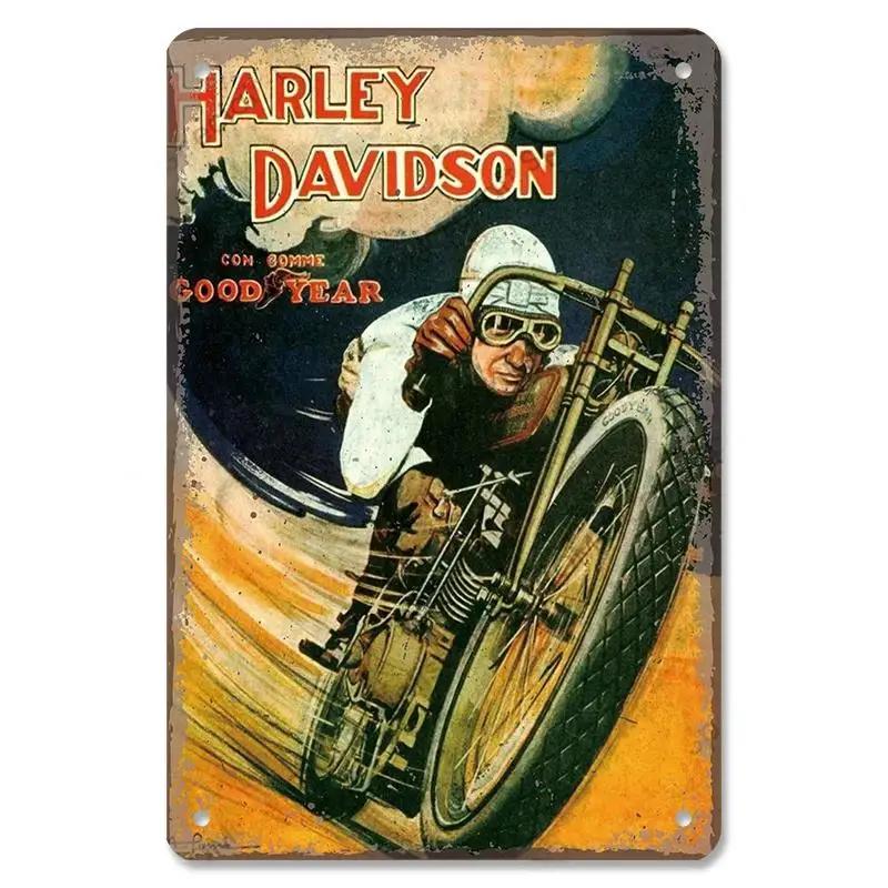 Vintage motokrosový plakát Kovové plechové cedule Motocykl Grand Prix Kovová plaketa Nástěnná dekorace pro garáž Moto Club Man Cave Bar