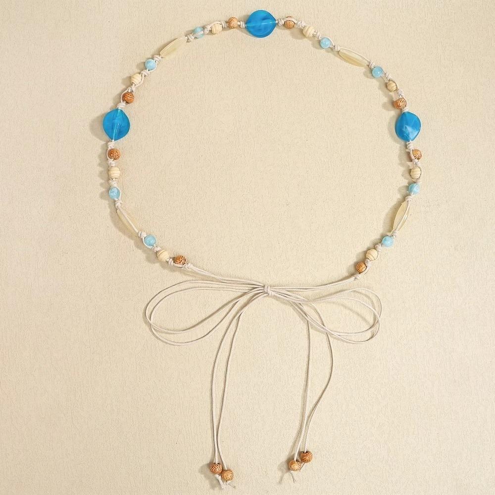 Dopamine Style Braided Beads Belt 170cm Dress Decoration Belt Elegant Ethnic Style Belts for Women