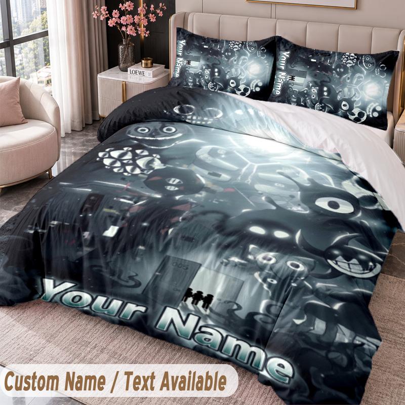 Custom Name Text 3Pcs Bedding Set Doors Duvet Cover And Two Pillowcases