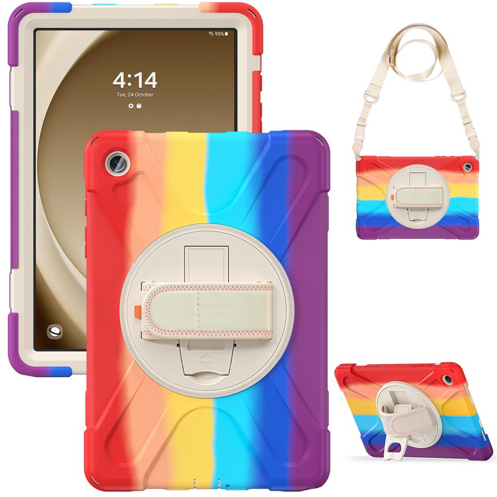 Rugged Case for Samsung Galaxy Tab A9 Plus 2023 11.0 Inch SM-X210 X215 X216B 360 Rotating Stand Cover with Hand & Shoulder Strap