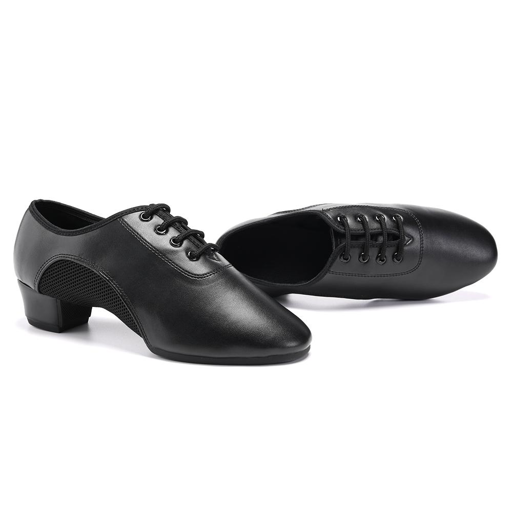 Latin Dance Shoes Black Leather Breathable Sweat-absorbent Non-slip Latin Mordern Dancing Shoes for Women