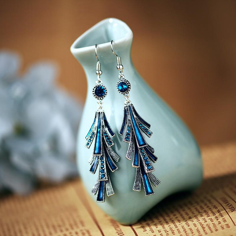 Chinese Alloy Oil Drop Tassel Earrings - Retro Cold Style for Women