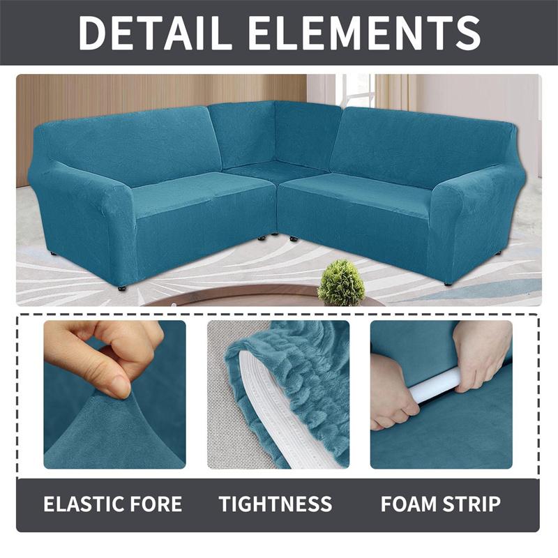 5-Sitzer-Samt-Sofabezug, dehnbar, L-förmig, Schnittsofa-Schonbezüge für Wohnzimmer, rutschfest, waschbar, Sessel-Couch-Bezüge