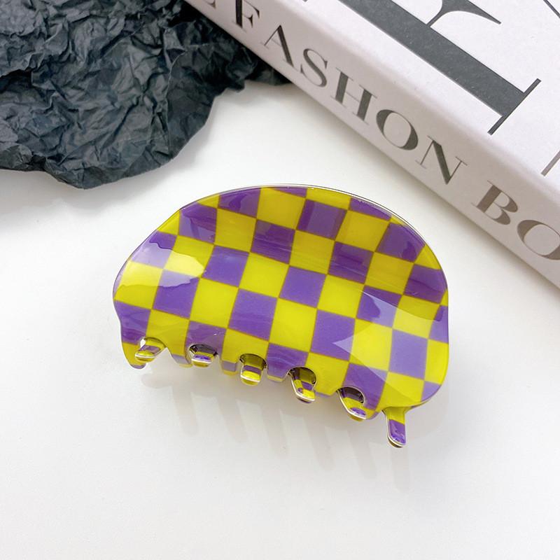 

Gorgeous Pvc Black And White Geometric Hair Claw Clip For Women Ideal For Casual And Formal Looks PurpleYellow 8.7cm