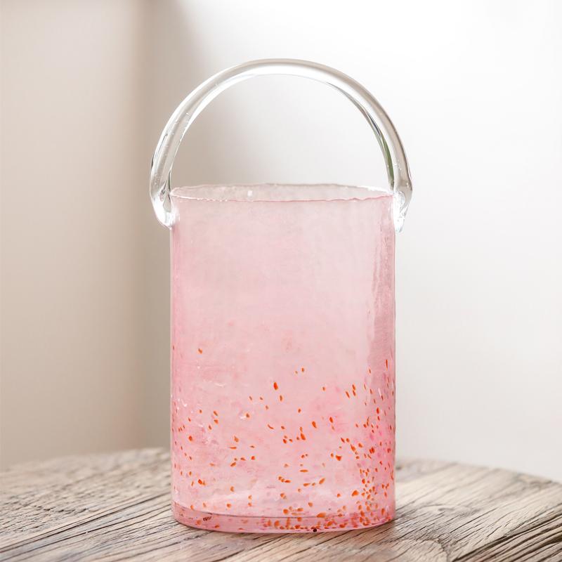 Pink Bucket Glass Handbag Bag Vase Ornament Creative Internet Celebrity Ins Feng Hydroponic Vase