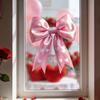 Yousheng Large Pink Red Bow Window Clings Valentine's Day Window Decals Cute Reusable Static Sticker for Wedding Anniversary Party Home Glass Door