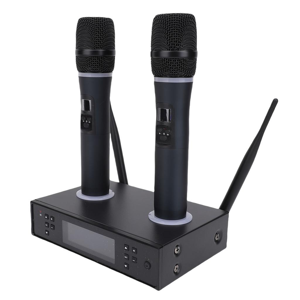Wireless Microphone System Dual Wireless Mics Rechargeable Receiver Anti Howling Plug and Play for Singing Karaoke
