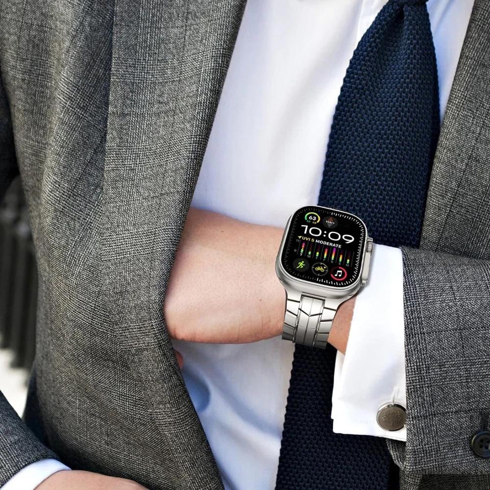 Titanium Band for Apple Watch Ultra 2 49mm Series 10 46mm 9 45mm 42 44mm Bracelet Correa Strap for iWatch 10 Ultra 8 7 6 5 4 Se