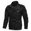 Mittellange und lange Baumwoll-Freizeitjacke in Übergröße für Herren, Herbst und Winter, Mehrfachtaschen, Werkzeug-Design, Stehkragen, lockerer Mantel