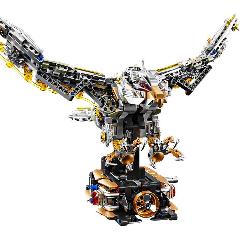 

1168PCS Mechanical Eagle Building Block Joints Movable Animal Bricks With Light Desktop Ornaments Kids DIY Toys Holiday Gifts