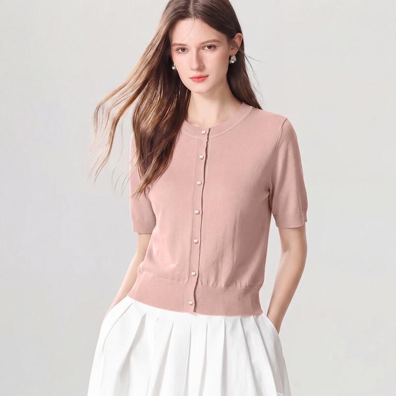 Snowforte Women s Silk Blend Short Sleeve Cardigan L