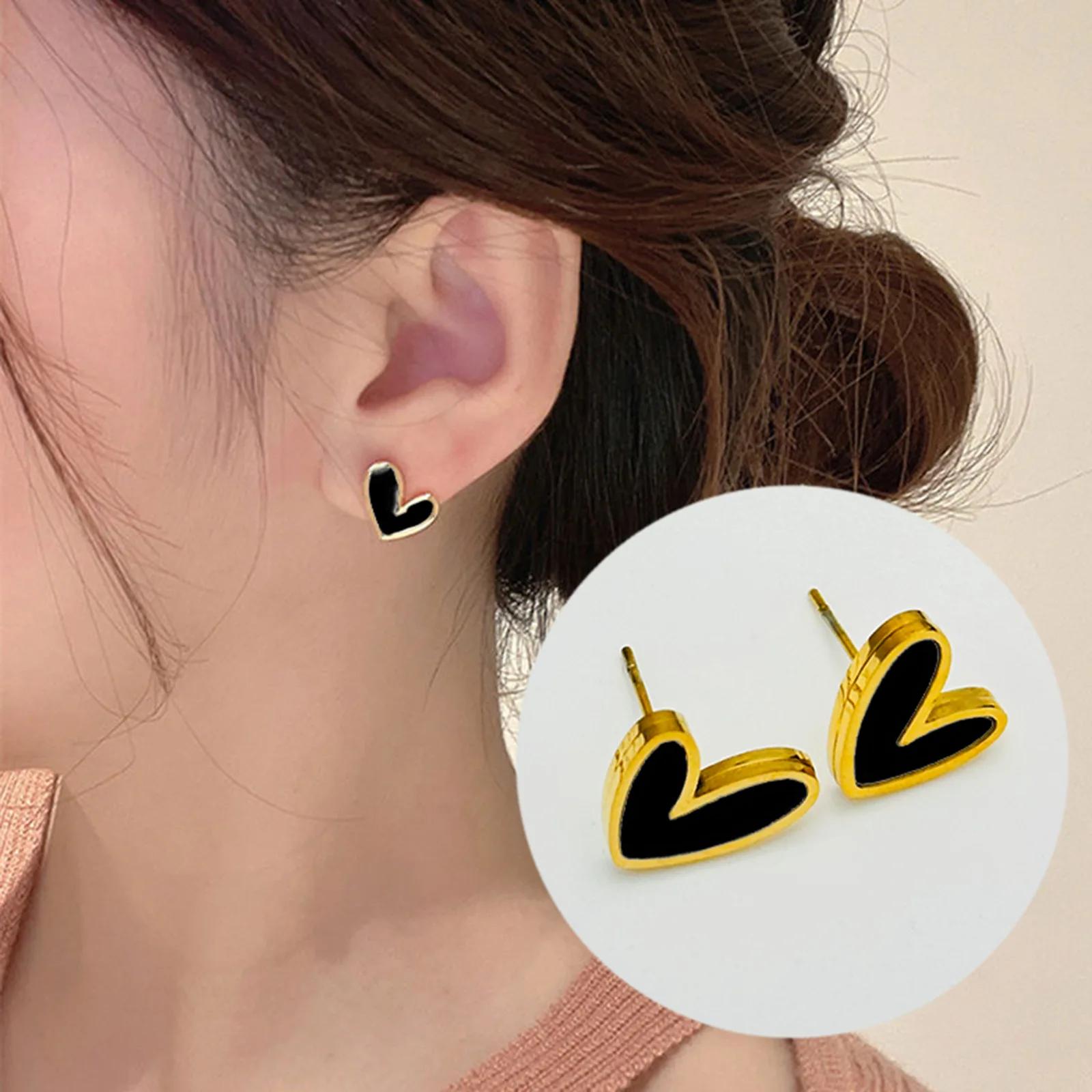 

Trendy Exquisite Gold Color Stainless Steel Heart Shape Pendant Necklace Earrings for Women Valentine s Day Gift Jewelry Sets