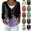 Damemote Langermet Christmas Snowman Snowflake Print Jakke Cardigan