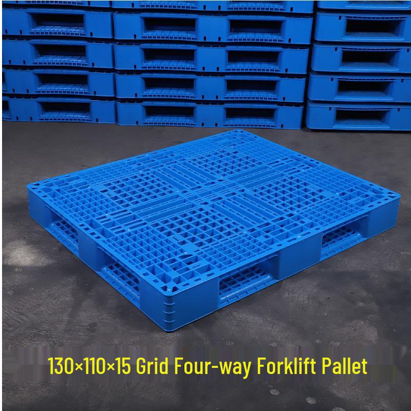 Grid Type Plastic Pallet for Logistics and Warehouse: Moisture-Proof Ground Stacking Base Plate 110×110×15 Blue Grid (11.5kg±0.5)