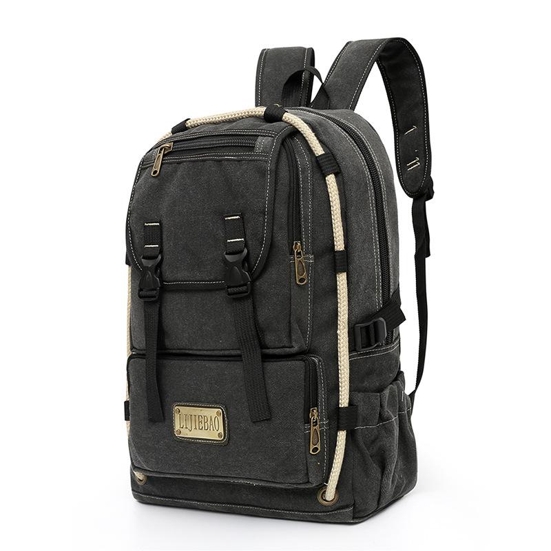 

Large Capacity Canvas Retro Backpack Fashion Versatile Trend Backpack Women Outdoor Travel Commuter Computer Backpack Men чорний