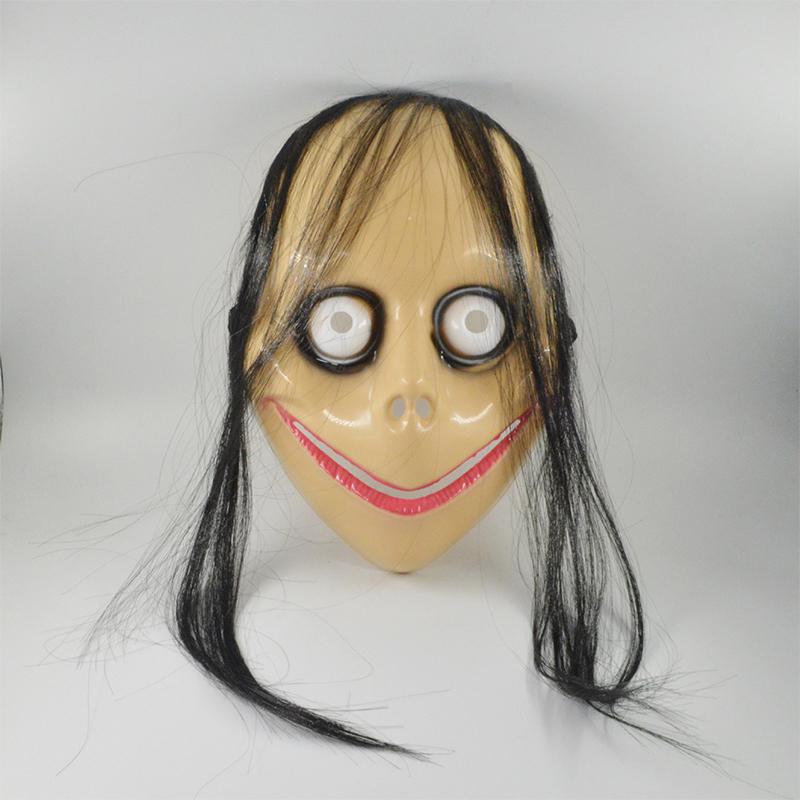 Neue Halloween Horror Maske mit langen Haaren Lustige Maske V-förmige Mundmaske Weibliche Geistermaske Rollenspielmaske Halloween Requisite