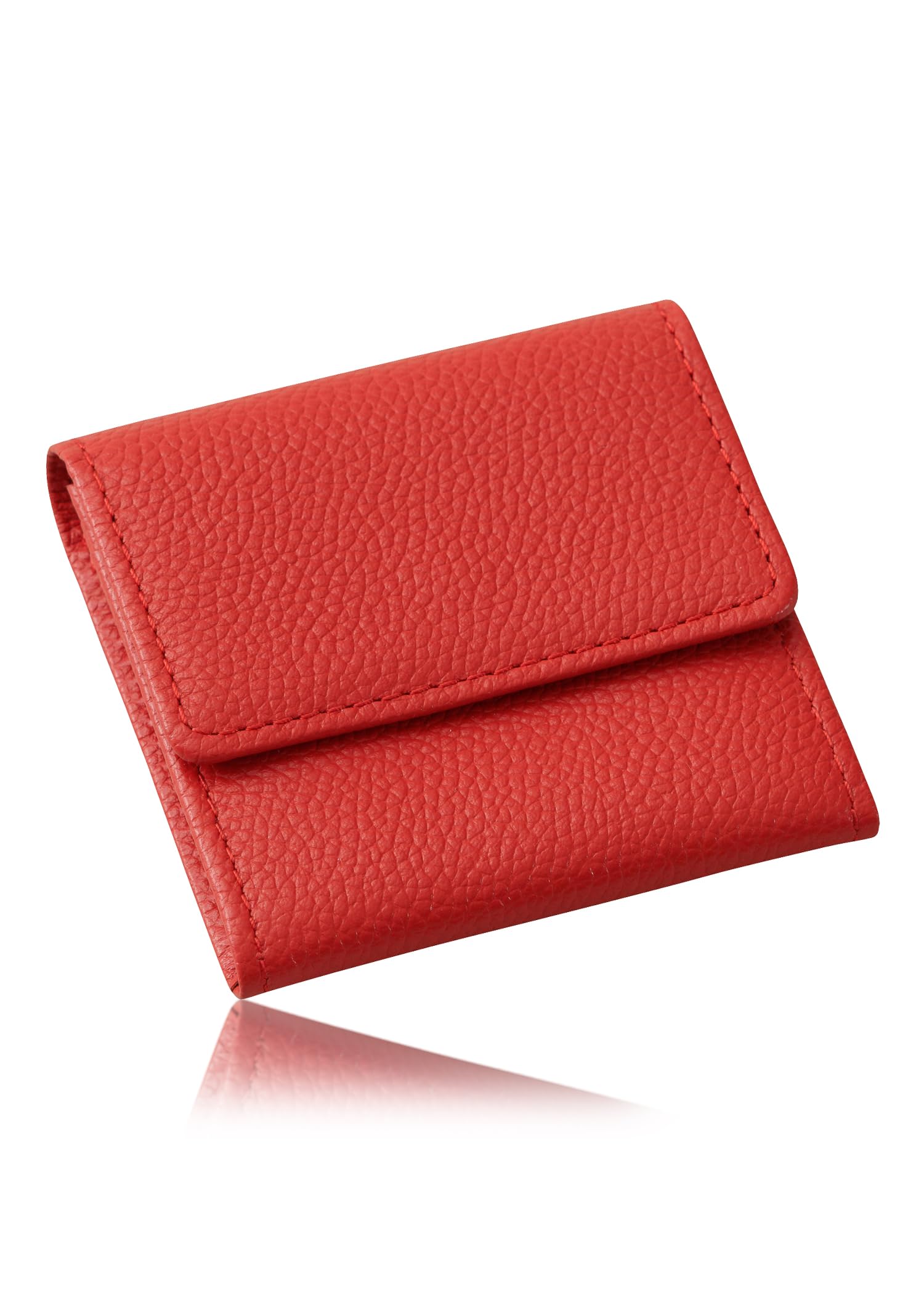 

[Business Leather Factory] Coin Case, Water-Repellent Original Leather, Genuine Cowhide Leather, Unisex, Compact (Amber Red)