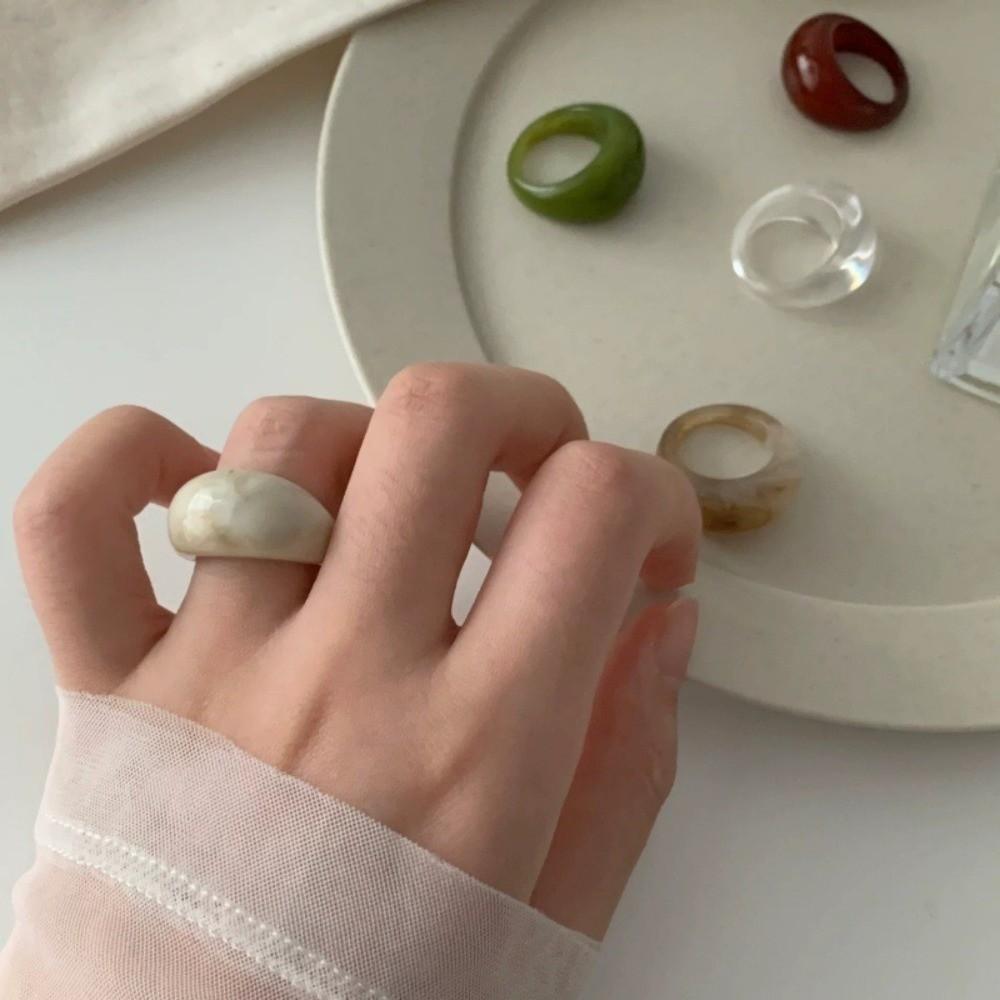 Chic Colorful Arc Wide Rings Transparent Jewelry Gift Fashion Geometric Irregular Ring  Women