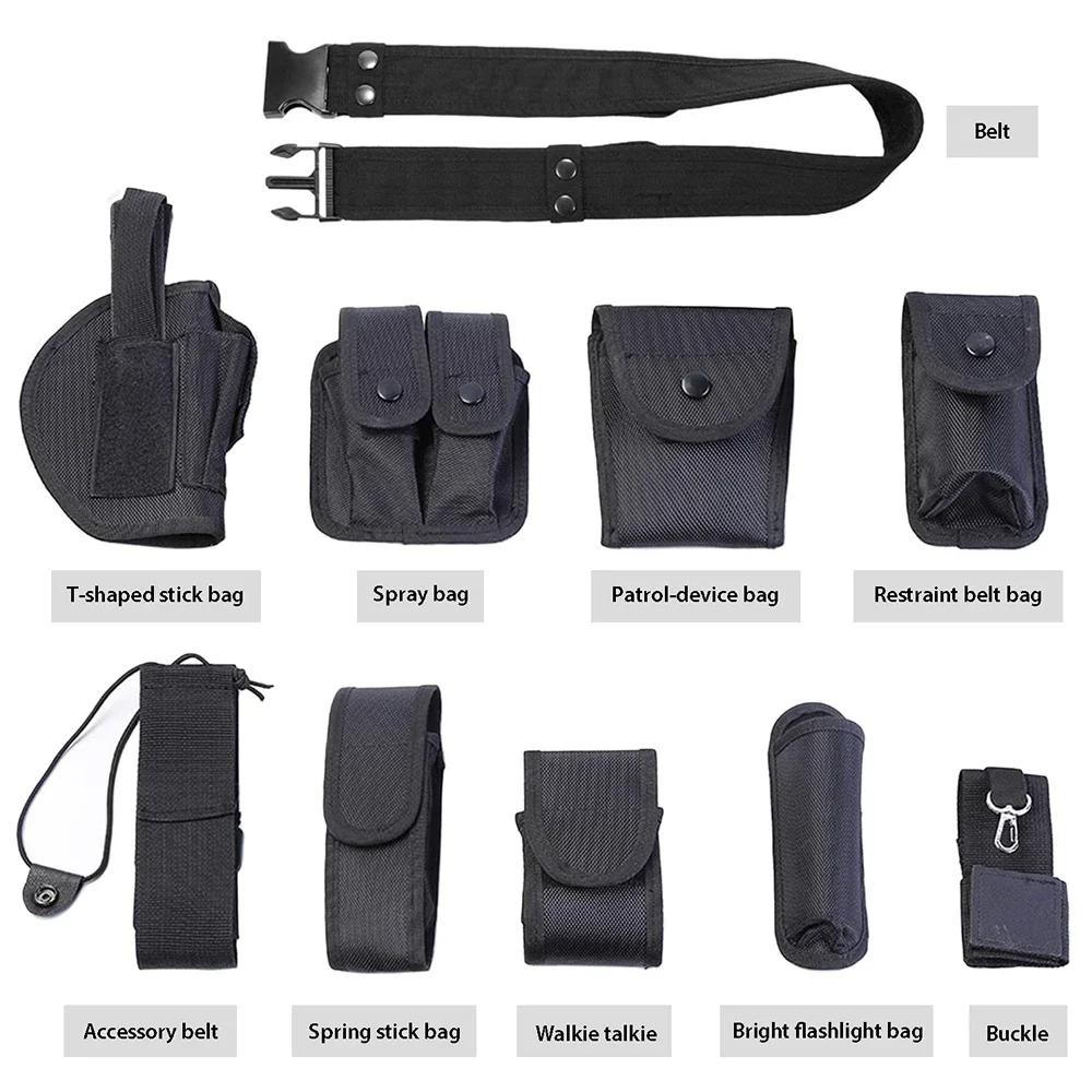 10In1 Tactical Security Duty Belts Multifunctional Gun Holster Flashlight Pouch Sets Utility Kit Belt Military Police Duty Belt