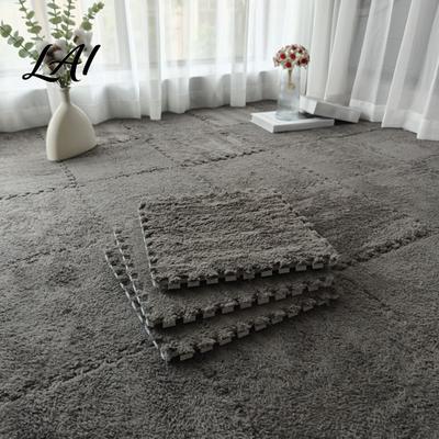 Warm Bedroom Carpet Tiles Plush Puzzle Floor Mat Interlocking Tile Anti Slip EVA Foam Jigsaw Easy Installation Rugs Rug Squares for Playroom Nursery