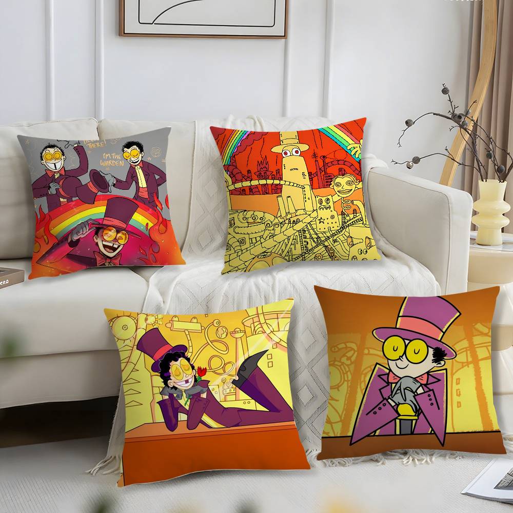 Cool Cartoon S-Superjail Pillow Case Office Sofa Dorm Chair Back Short Plush Double-Sided Printing Home Cushion Cover
