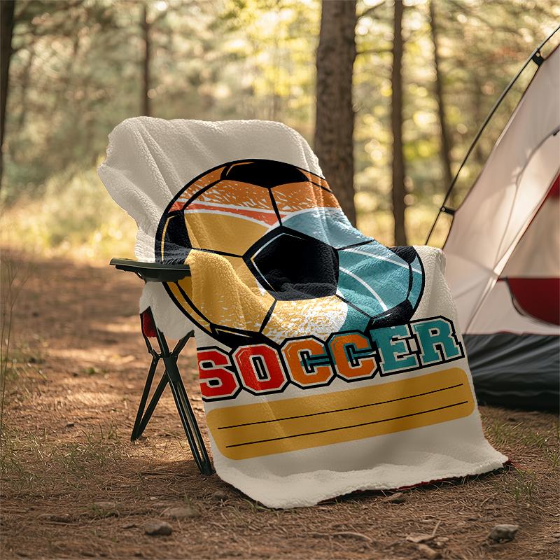 Soccer Theme Printed Blanket - Perfect for Couch, Bed, Travel & Outdoor Use | Machine Washable, Cozy & Durable.