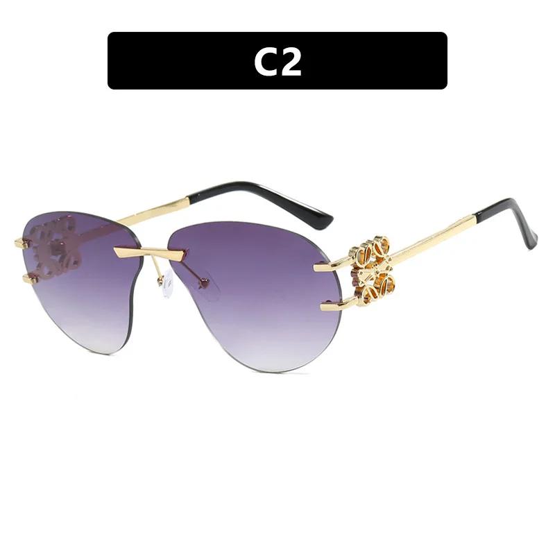 Special-shaped Oversized Rimless Sunglasses Women Brand Designer Shades Eyewear Pilot Sun Glasses Female UV400