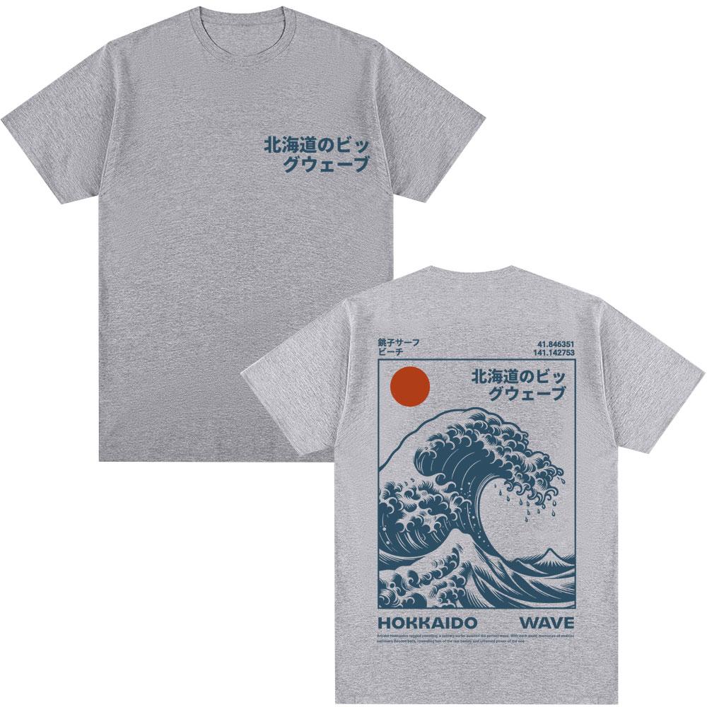 T-shirt Grafiche Onda di Hokkaido Stile Giapponese 2026 Uomo Donna Moda Harajuku Vintage T-shirt Cotone Oversize Popolare T-shirt Regali Manica Corta
