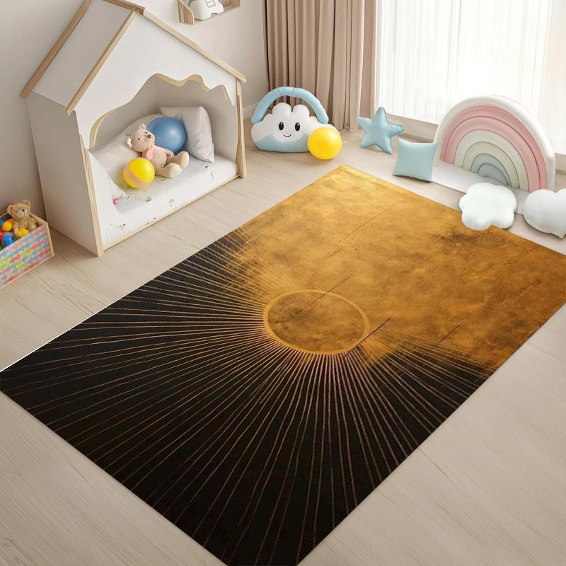 

Black Gold Sunburst Rug Carpet Mat Non-Slip for Living Room Bedroom Baby Room Luxurious Home Decor 40x60cm