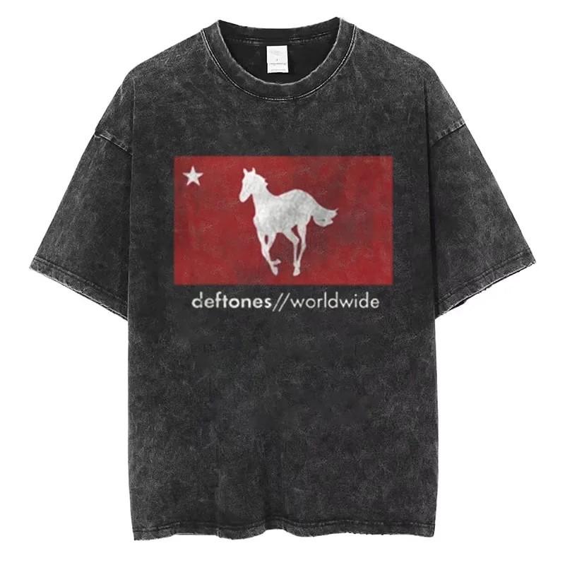 Deftones TShirt Graphic Print Washed Cotton Tees DEFTONES Shirts AND Tops