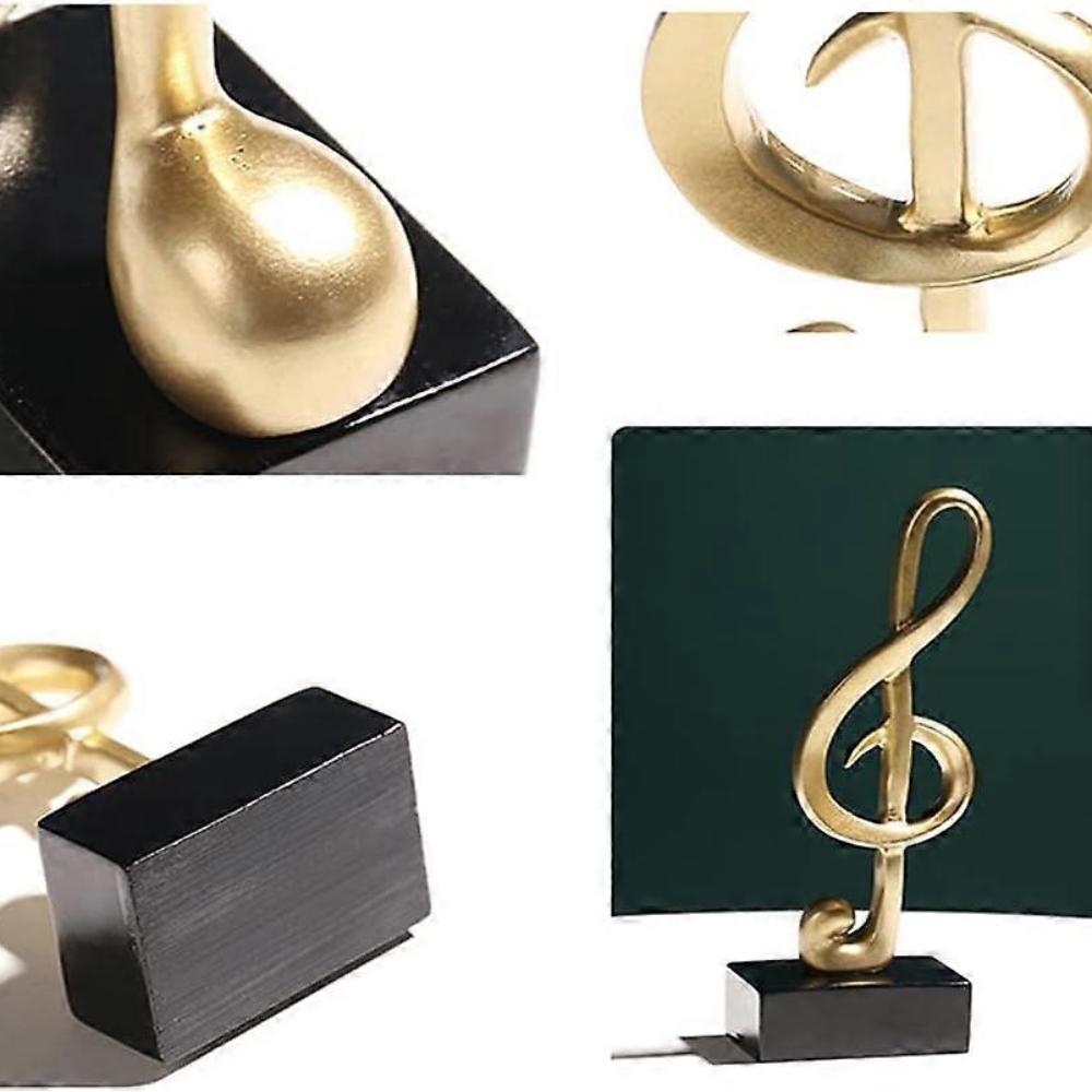 E-isata 3pcs Musical Sculptures Music Note Figurine Statue Decorative Ornaments Decor for Living Room Bedroom TV Cabinet Gift (Gold)