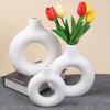 Donut Shaped Vase Decorative Vase Ceramic-Like Plastic Flower Holder for Living Room Decor, Creative Centerpiece for Fresh/Dry Flowers