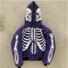 Skull Print Zip-Up Y2K Gothic Hoodie Harajuku Sweatshirt