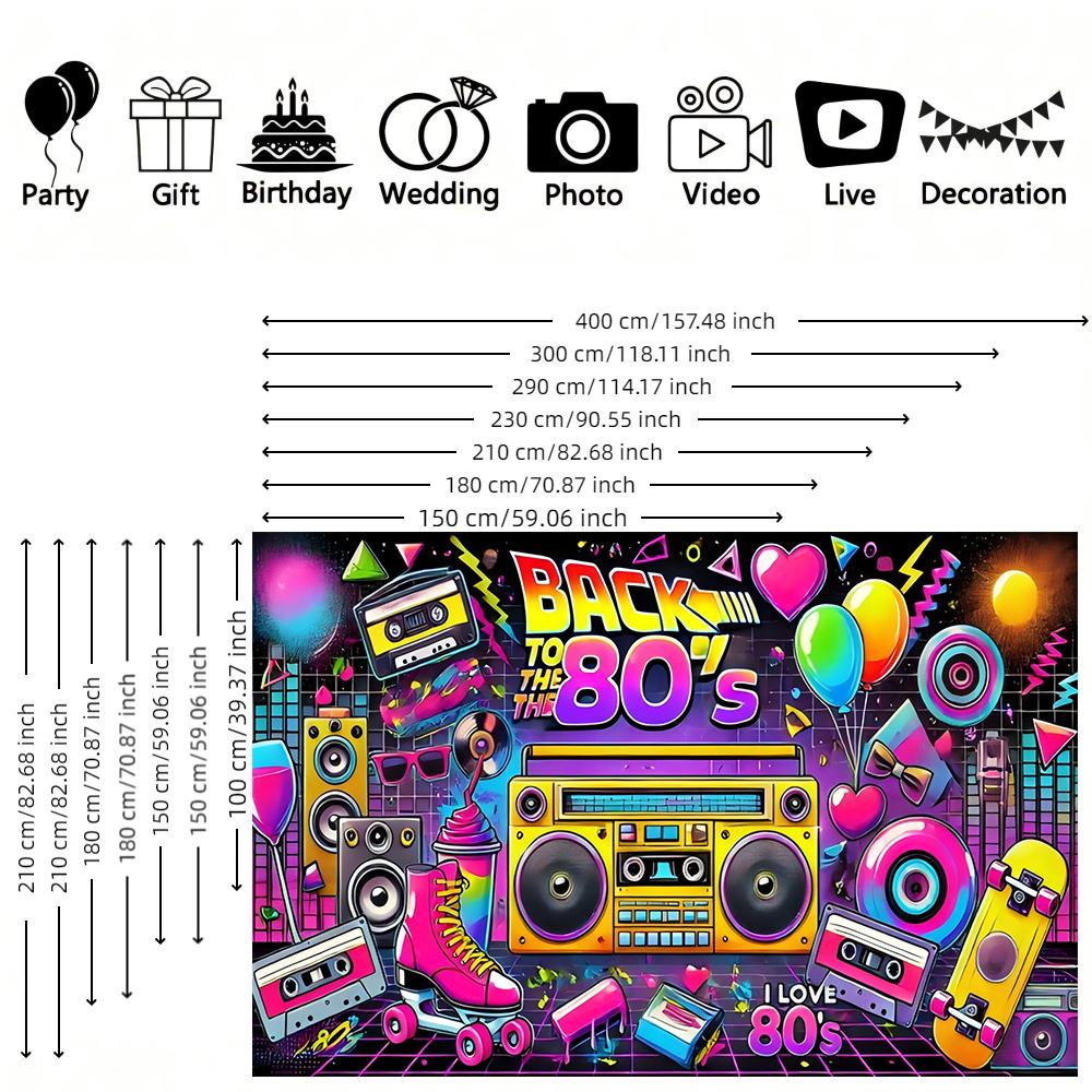1pc retro 80s background fabric banner suitable for theme parties anniversaries holiday celebrations