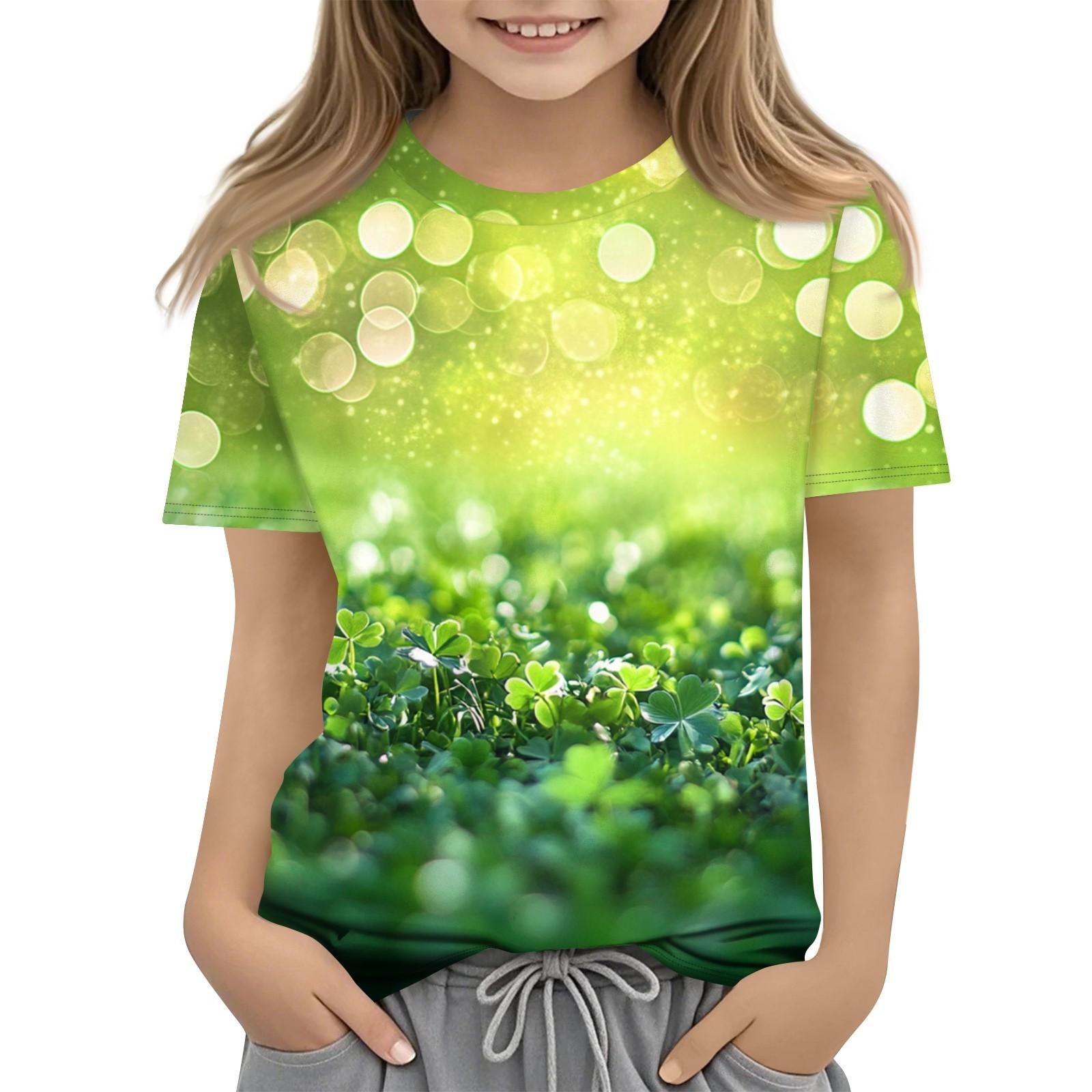 

Children s Fashion Casual Short-sleeved St. Patrick Print -neck T-shirt Top 130