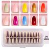 Solid Color Manicure Nail Tips Set with Multi-color Options - 240 Wearable Fake Nail Stickers