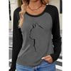 Graphic Printed Raglan Sleeve Women's Autumn and Winter Long Sleeve T-Shirt
